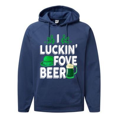 I Luckin Fove Beer St Patricks Day Likes To Drink Performance Fleece Hoodie