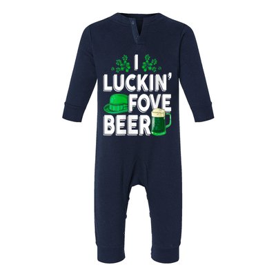 I Luckin Fove Beer St Patricks Day Likes To Drink Infant Fleece One Piece