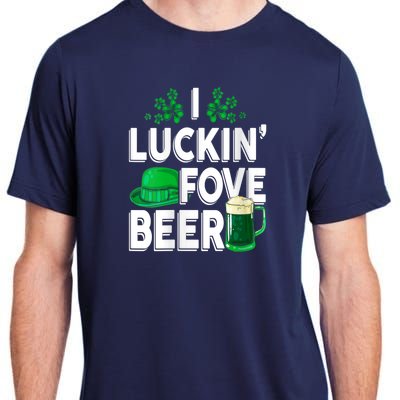 I Luckin Fove Beer St Patricks Day Likes To Drink Adult ChromaSoft Performance T-Shirt