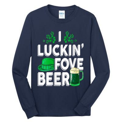 I Luckin Fove Beer St Patricks Day Likes To Drink Tall Long Sleeve T-Shirt