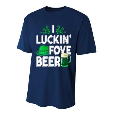 I Luckin Fove Beer St Patricks Day Likes To Drink Performance Sprint T-Shirt