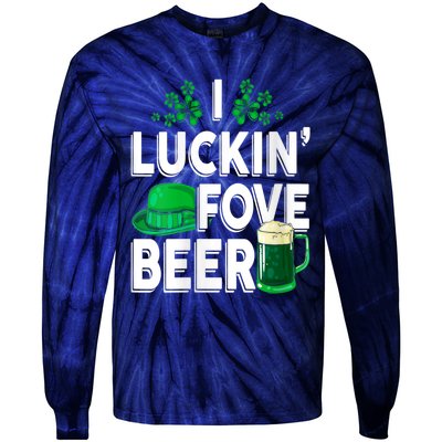 I Luckin Fove Beer St Patricks Day Likes To Drink Tie-Dye Long Sleeve Shirt