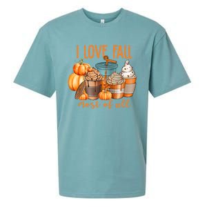 I Love Fall Most Pumpkin Spice Coffee Latte Ice Cream Autumn Gift Sueded Cloud Jersey T-Shirt