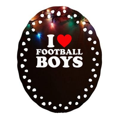 I Love Football Ceramic Oval Ornament