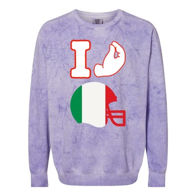 I Love Football Italians Hand Gestures Fan Quarterback Colorblast Crewneck Sweatshirt