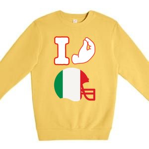 I Love Football Italians Hand Gestures Fan Quarterback Premium Crewneck Sweatshirt