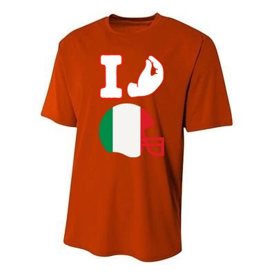 I Love Football Italians Hand Gestures Fan Quarterback Performance Sprint T-Shirt