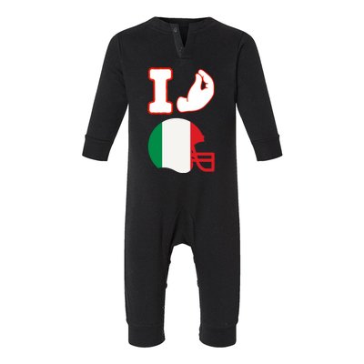 I Love Football Italians Hand Gestures Fan Quarterback Infant Fleece One Piece