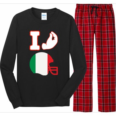 I Love Football Italians Hand Gestures Fan Quarterback Long Sleeve Pajama Set