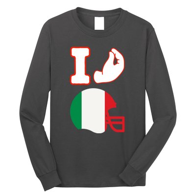 I Love Football Italians Hand Gestures Fan Quarterback Long Sleeve Shirt