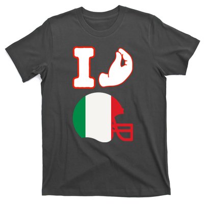 I Love Football Italians Hand Gestures Fan Quarterback T-Shirt