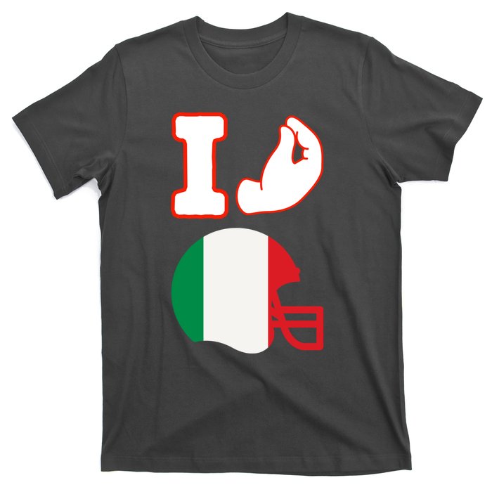 I Love Football Italians Hand Gestures Fan Quarterback T-Shirt