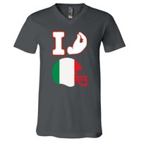 I Love Football Italians Hand Gestures Fan Quarterback V-Neck T-Shirt