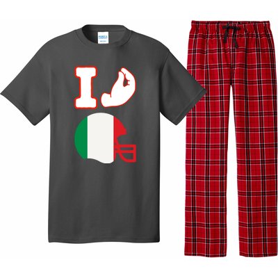 I Love Football Italians Hand Gestures Fan Quarterback Pajama Set