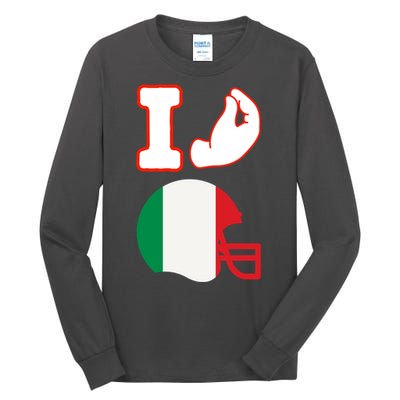 I Love Football Italians Hand Gestures Fan Quarterback Tall Long Sleeve T-Shirt