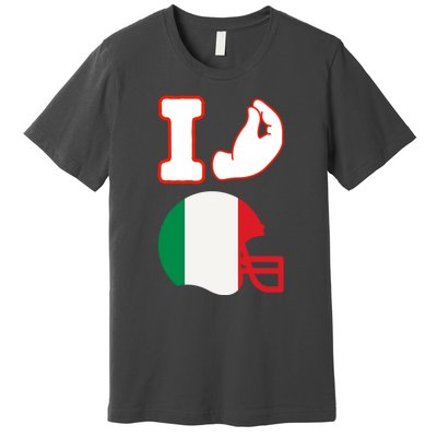 I Love Football Italians Hand Gestures Fan Quarterback Premium T-Shirt