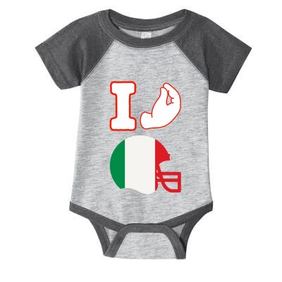 I Love Football Italians Hand Gestures Fan Quarterback Infant Baby Jersey Bodysuit