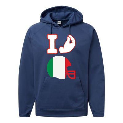 I Love Football Italians Hand Gestures Fan Quarterback Performance Fleece Hoodie