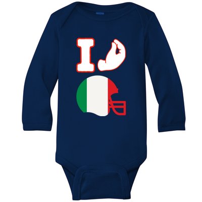 I Love Football Italians Hand Gestures Fan Quarterback Baby Long Sleeve Bodysuit