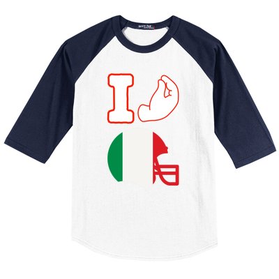 I Love Football Italians Hand Gestures Fan Quarterback Baseball Sleeve Shirt