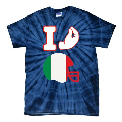 I Love Football Italians Hand Gestures Fan Quarterback Tie-Dye T-Shirt