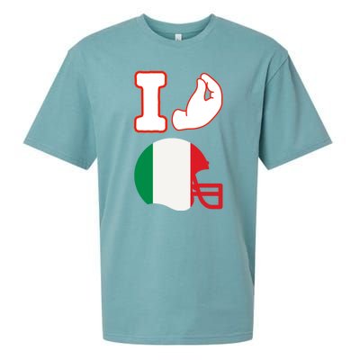 I Love Football Italians Hand Gestures Fan Quarterback Sueded Cloud Jersey T-Shirt