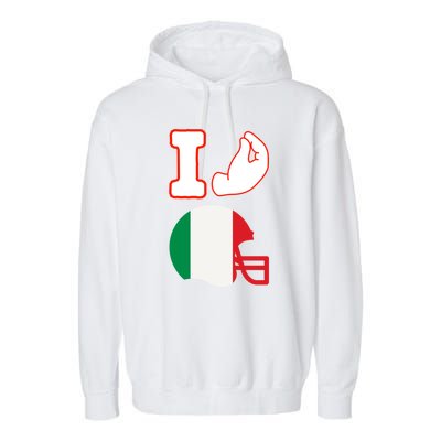 I Love Football Italians Hand Gestures Fan Quarterback Garment-Dyed Fleece Hoodie