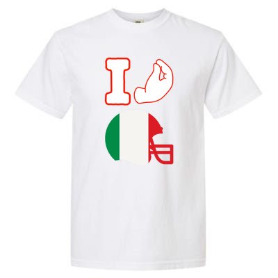 I Love Football Italians Hand Gestures Fan Quarterback Garment-Dyed Heavyweight T-Shirt