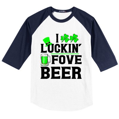 I Luckin Fove Beer St Patricks Day Likes To Drink Baseball Sleeve Shirt