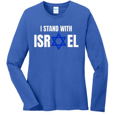 Israel Love Flag I Stand With Israel Heritage Israeli Flag   Ladies Long Sleeve Shirt