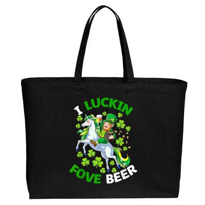 I Luckin Fove Beer St Patricks Day Likes To Drink Cotton Canvas Jumbo Tote