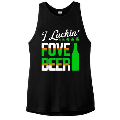 I Luckin Fove Beer St Patricks Day Likes To Drink Ladies PosiCharge Tri-Blend Wicking Tank