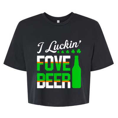 I Luckin Fove Beer St Patricks Day Likes To Drink Bella+Canvas Jersey Crop Tee