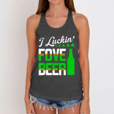 I Luckin Fove Beer St Patricks Day Likes To Drink Women's Knotted Racerback Tank