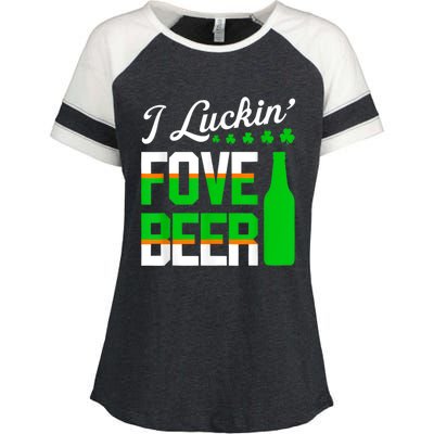 I Luckin Fove Beer St Patricks Day Likes To Drink Enza Ladies Jersey Colorblock Tee