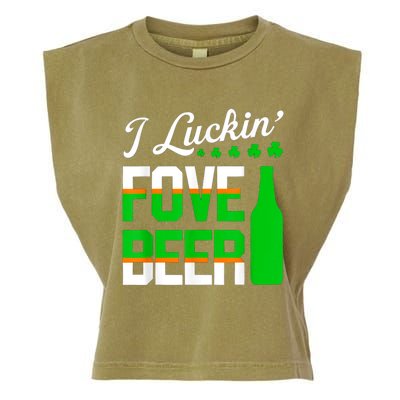 I Luckin Fove Beer St Patricks Day Likes To Drink Garment-Dyed Women's Muscle Tee