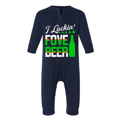 I Luckin Fove Beer St Patricks Day Likes To Drink Infant Fleece One Piece