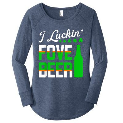 I Luckin Fove Beer St Patricks Day Likes To Drink Women's Perfect Tri Tunic Long Sleeve Shirt