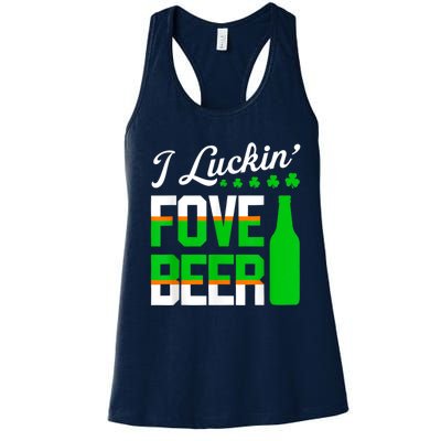 I Luckin Fove Beer St Patricks Day Likes To Drink Women's Racerback Tank