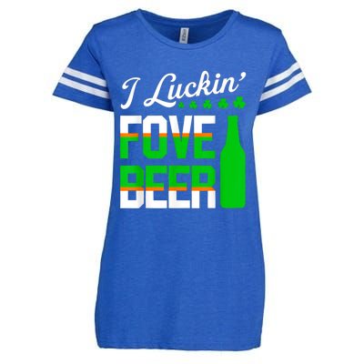 I Luckin Fove Beer St Patricks Day Likes To Drink Enza Ladies Jersey Football T-Shirt