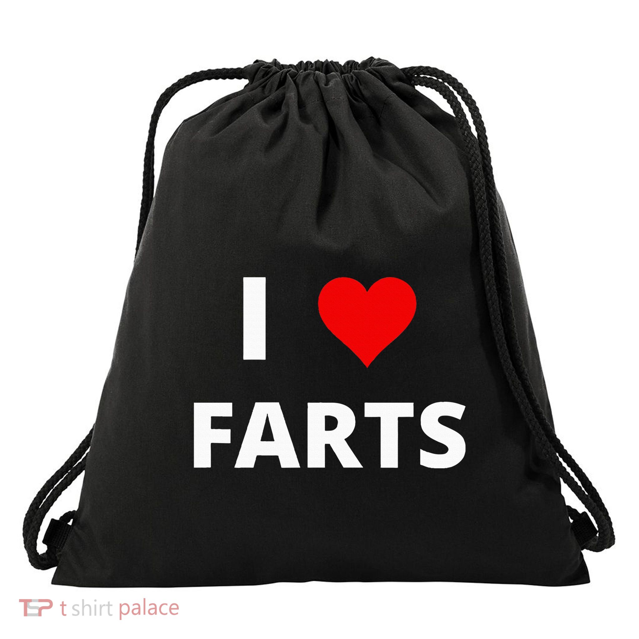 I Love Farts With A Red Heart Drawstring Bag