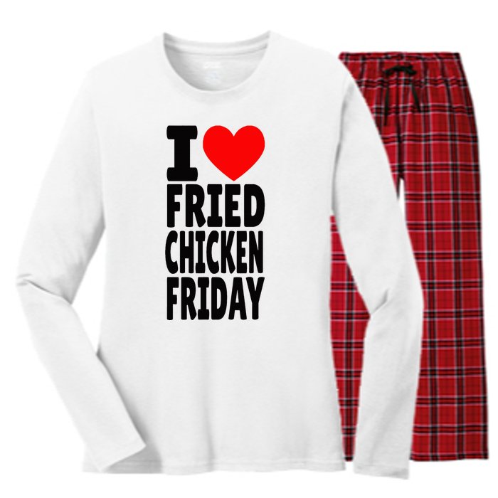 I Love Fried Chicken Friday funny farmer Women's Long Sleeve Flannel Pajama Set 