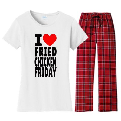 I Love Fried Chicken Friday funny farmer Women's Flannel Pajama Set