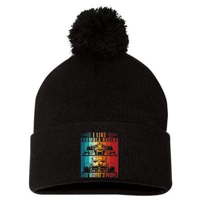 I Like Formula Racing And Maybe 3 People Retro Pom Pom 12in Knit Beanie