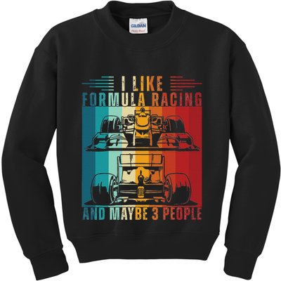 I Like Formula Racing And Maybe 3 People Retro Kids Sweatshirt
