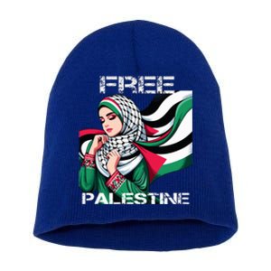 I Love Free Palestine Flag Save Gaza Strip Palestinian Short Acrylic Beanie