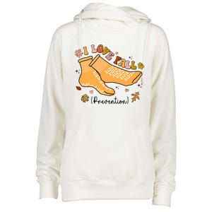 I Love Fall Prevention Funny Fall Nurse Womens Funnel Neck Pullover Hood