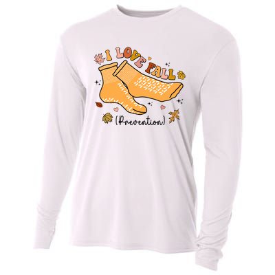 I Love Fall Prevention Funny Fall Nurse Cooling Performance Long Sleeve Crew