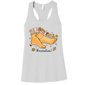 I Love Fall Prevention Funny Fall Nurse Women's Racerback Tank