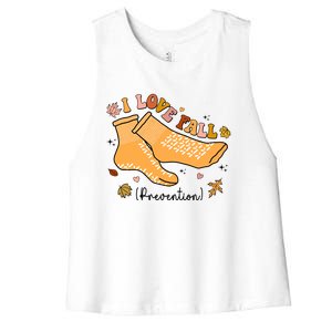 I Love Fall Prevention Funny Fall Nurse Women's Racerback Cropped Tank